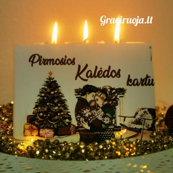 Žvakė su 3 dagtimis "Pirmosios kalėdos kartu"