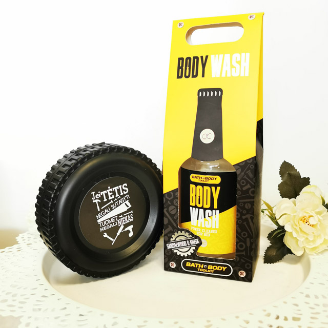 Accentra kūno priežiūros dovanų rinkinys vyrams kūno prausiklis alaus butelio formos ir įrankių komplektas jei tėtis negali sutaisyti mažasis rato formos dėžutėje